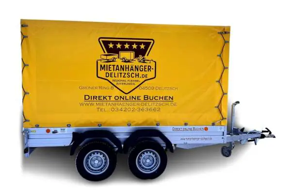 Planenanhänger mit Doppelachse, wettergeschützter Transport, Nutzlast 1.630 kg