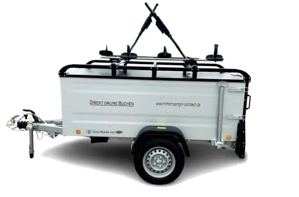 Camping-Kofferanhänger mit Fahrradträger für 2 E-Bikes, geschlossener Laderaum