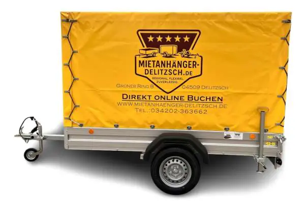 Kompakter Planenanhänger Einachser, wettergeschützt, 577 kg Nutzlast