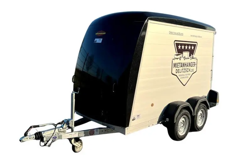Großer Kofferanhänger mit Doppelachse und Auffahrrampe, 2.045 kg Nutzlast