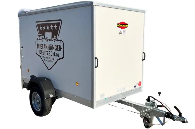 Geschlossener Kofferanhänger mit Hecktür, kompakt und wetterfest, 1.006 kg Nutzlast